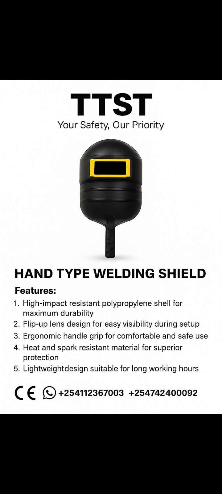 TTST Hand Type Welding Shield - Safety Face Protection Shield Helmet Safety Equipment Kenya